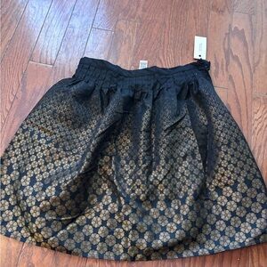 Studio M Black and Gold Patterned A-Line Skirt